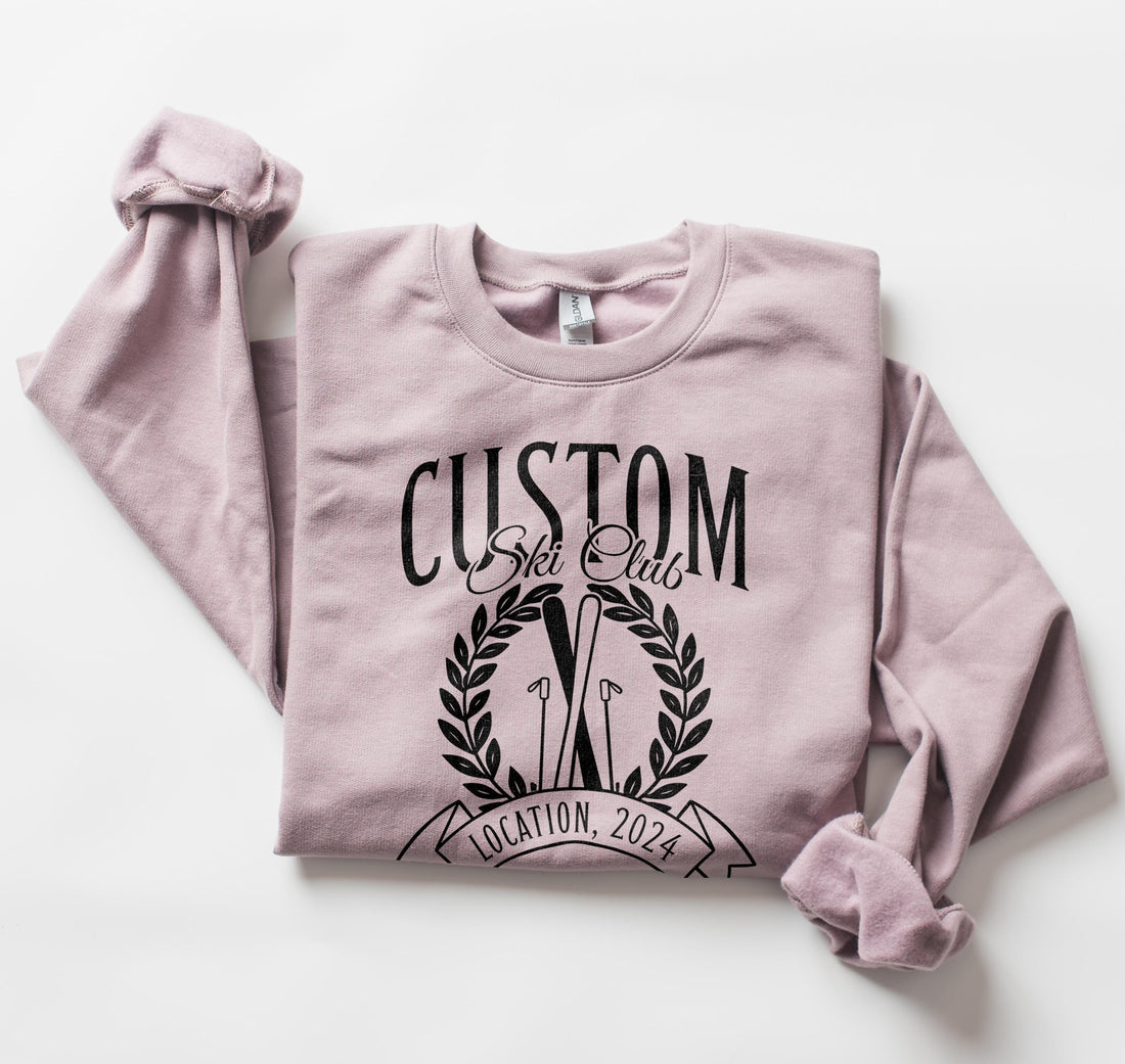Family Ski Trip Sweatshirt, Ski Club Custom Matching Ski Weekend Merch Kids &amp; Adults, Preppy Personalized Last Name Winter Mountain Shirt