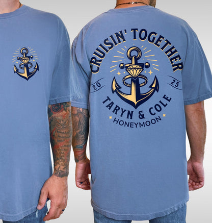 Honeymoon Cruise Shirts, Anniversary Cruise Shirts, Custom Matching Couple Comfort Colors® Personalized Cruisin&