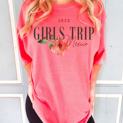 Mexico Girls Trip Shirts, Comfort Colors® Mexican Weekend Getaway Shirt, Preppy Matching Group Tropical Beach Vibes Vacation Tshirts