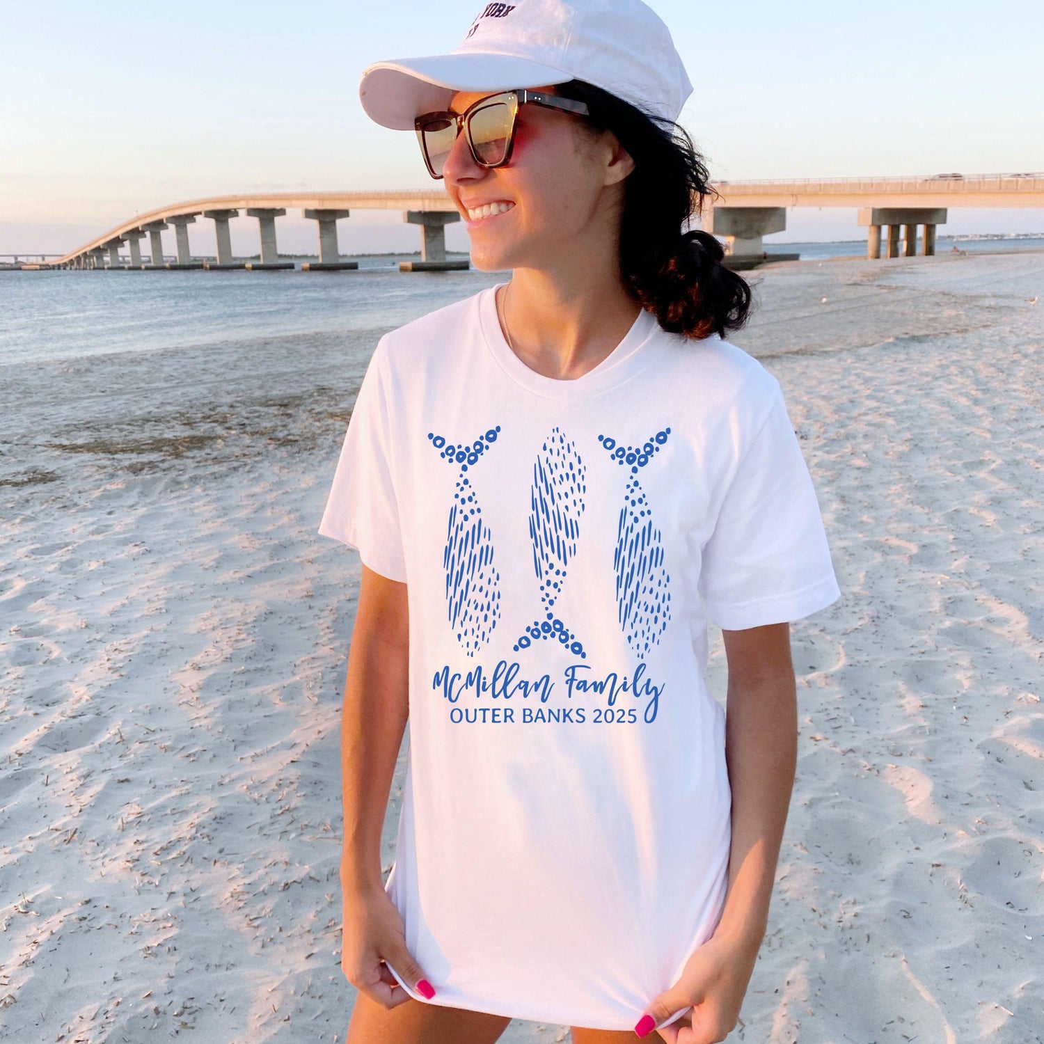 Fisherman aesthetic coastal ocean beachy family matching vacation shirts fish doodle preppy east coast kids adults unisex toddler infant sizes comfort colors bella canvas