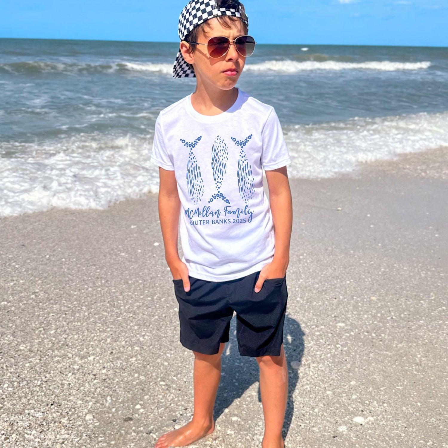 Coastal Family Vacation Shirts, Comfort Colors® Preppy Fisherman Nautical Beach TShirts, Matching Group Trip East Coast Infant Toddler Kids