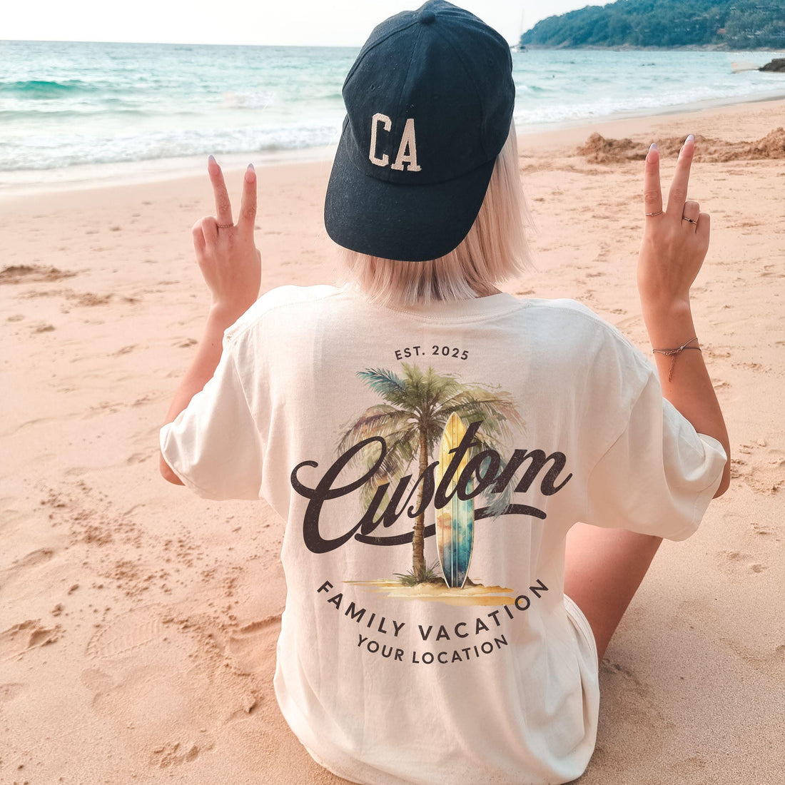Custom Family Vacation Shirts, Matching Beach TShirts, Group Surf Trip Vacay Beachy Oversized Retro Tees Infant Toddler Kids Adult Unisex