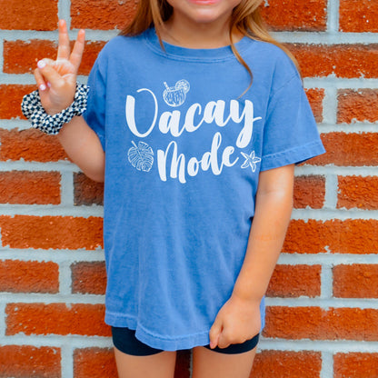 Vacay Mode Shirt, Matching Family Vacation Tshirts, Beachy Tropical Doodle Comfort Colors® Group Trip Spring Break Summer Unisex Oversize