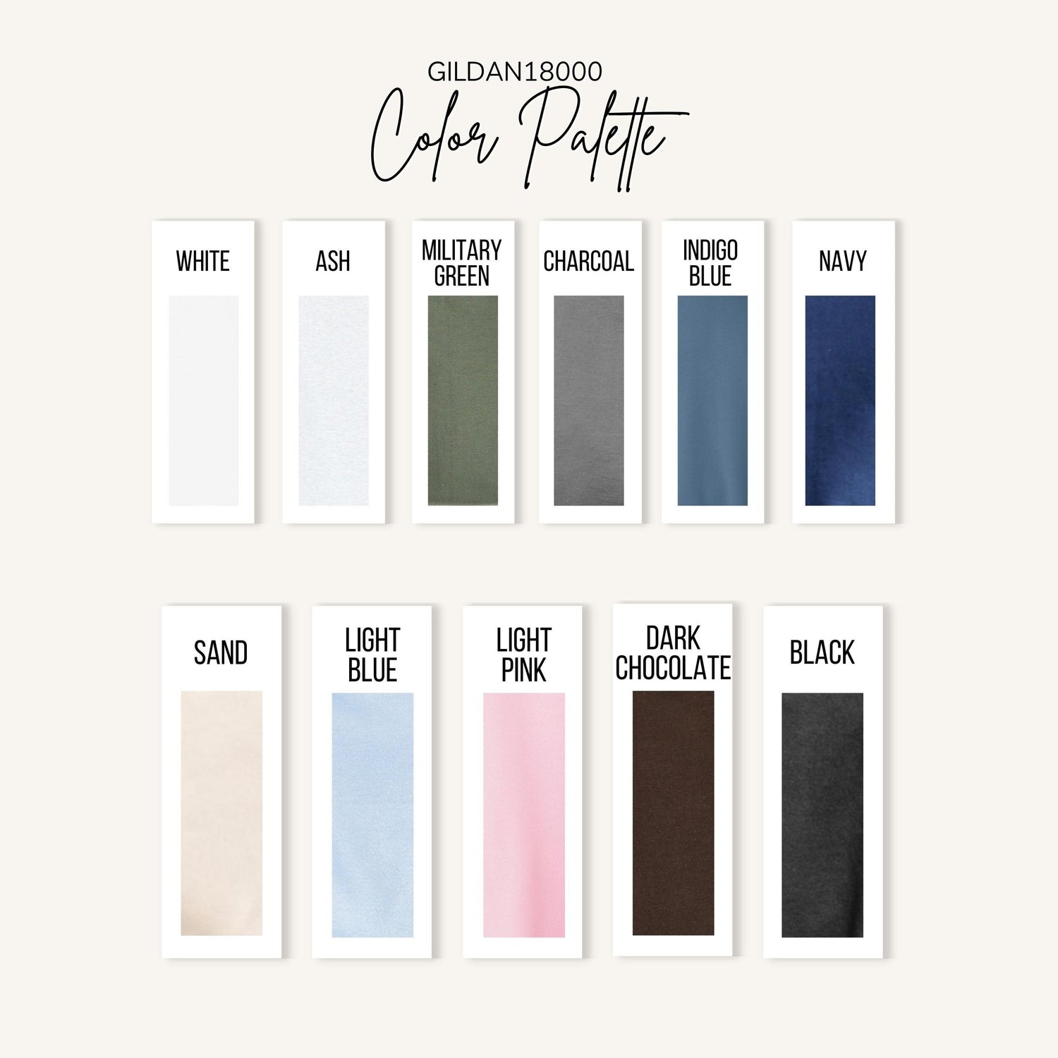 Gildan 18000 Color Chart