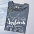 Matching Sedona Arizona desert girls weekend trip shirt with Western doodle design, featuring cactus and skull on Comfort Colors Blue Jean