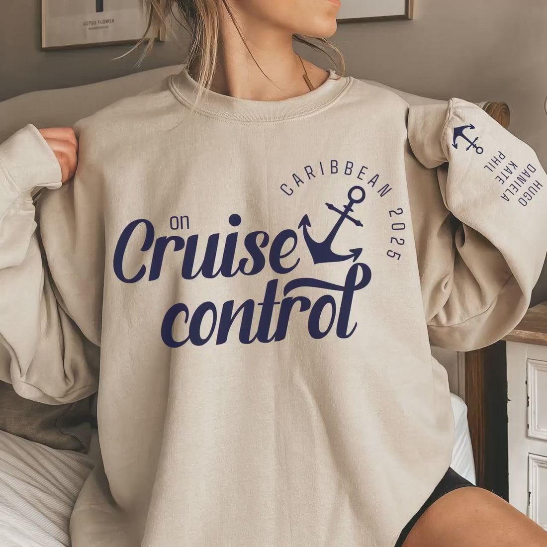Custom Cruise Control Sweatshirts Matching Group Cruise Trip Sleeve Print Crewneck Family Name Shirts Personalized Vacation Location