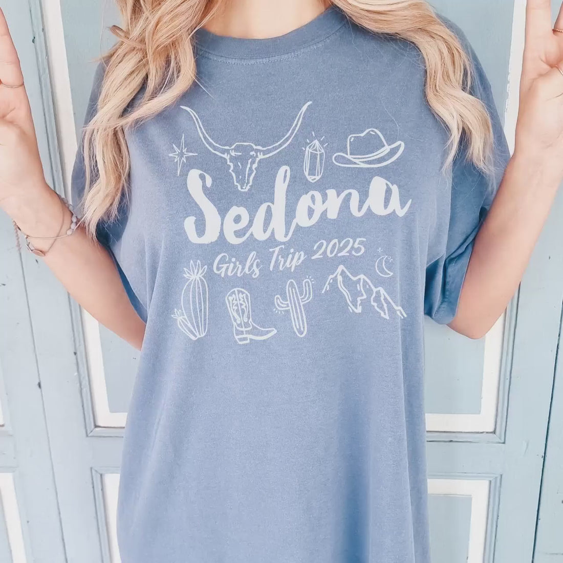 Sedona Girls Trip Shirts Comfort Colors® Desert Western Girls Weekend Travel Doodle Cactus Cow Skull TShirt Arizona Matching Group Vacation